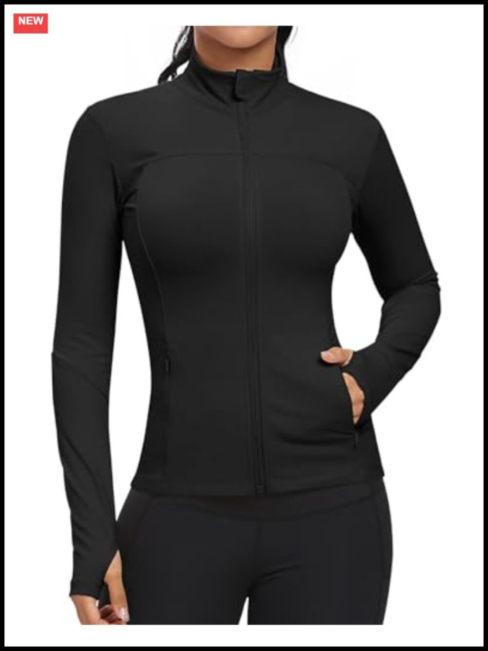 Full Zip Slim Fit Lightweight Athletic Running Jacket with Thumbholes